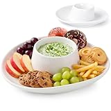 Gandeer Ceramic Chip and Dip Serving Bowl Cowboy Hat Chips and Salsa Serving Dish 2 Ways Serve 9 x 6 x 2.6'' for Salsa Fries Nacho Veggies Fruit Party Minimalist Decoration Modern Hostess Gift