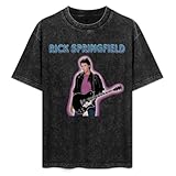 Men's Women's Rick Music Springfield Oversized T-Shirt Funny Crewneck Short Sleeve Shirt for Men Women XL