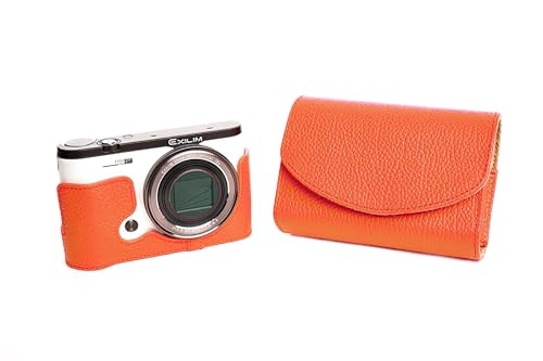 Housse appareil photo Casio EX-ZR3500 orange, pochette cuir ZR3500