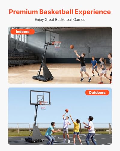 Image of VEVOR Basketball Hoop, Basketball Hoop 44 48 50 54 Inchs PC Backboard, 4.4-10FT Height Adjustable, Basketball Portable Hoop& Goal, Indoor /Outdoor Classic Basketball Court, Teen Adult School Park