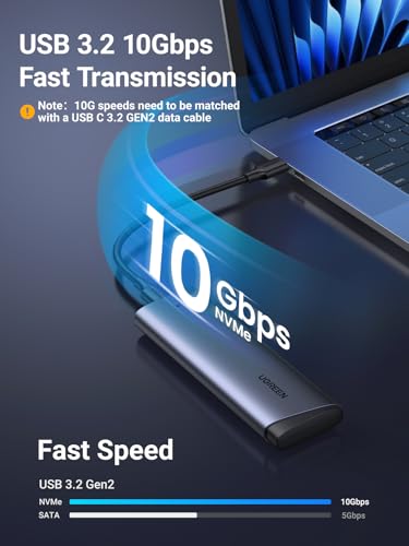 Image of UGREEN M.2 NVMe Enclosure 10Gbps USB C 3.2 Gen 2 for M and M&B Key Aluminum PCIe Adapter Solid State Drive External Reader Support UASP & Trim in Size 2230 /2242 /2260 /2280