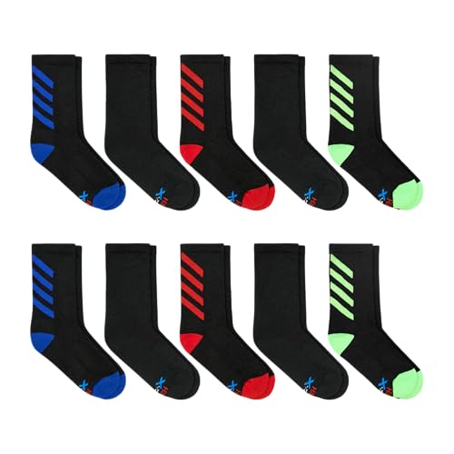 Hanes Boys' Moves Crew, Breathable Mesh Performance Socks, Moisture-Wicking, 10-Pack2