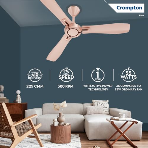 Image of Crompton HIGHSPEED SANTOS ANTIDUST 1200 mm (48 inch) Ceiling Fan (Rose Gold) Star rated energy efficient fans