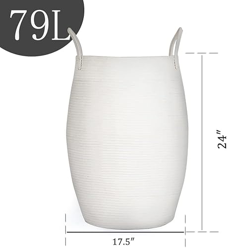 Miniatura 2 de Cesta de lavandería tejida para organizar la canasta alta del cuarto de bebé cesta de almacenamiento grande redonda decorativa para niños manta de