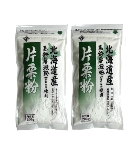 【2袋セット】永井萬治商店 北海道産片栗粉チャック付き 200g、2袋・地瓜粉 無添加 容器 粉振り とろみのもと 感動の未粉つぶ片栗粉