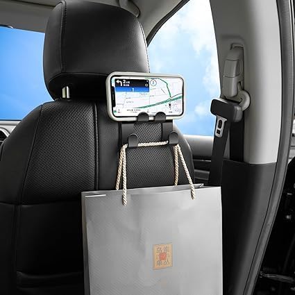 Image of Car Seat Headrest Hanger | Car Interior Accessories Stylish Universal Auto Seat Hook for for Purses & Bags, Upgraded 2 in 1 Car Headrest Hooks (Pack of 2) (Pattern-1)