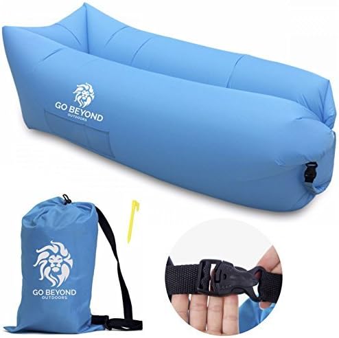 Go Beyond Outdoors Inflatable Lounger - Hangout Sofa With Carry Bag - Easy To Inflate with Wind - Use as Portable Air Hammock, Lazy Lounge Chair, or Blow Up Couch for Camping, Travel, Beach and Pool