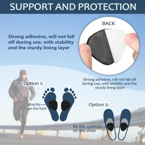 Image of Syhood 40 Pcs Metatarsal Pads for Men Women, 1 /4 Inch Thick Felt Ball of Foot Cushions, Forefoot Pain Relief Inserts, Metatarsal Foot Pads for Support and Pain Relief(Black,Flat)