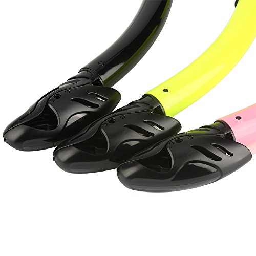 Saluaqui Snorkel de Buceo Seco y Duradero con Boquilla de Silicona para Natación Cómoda y Buceo, Tubo de Snorkel Amarillo con Hebilla de Tubería Giratoria (Pink)