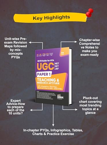 Image of Disha GoTo Guide for NTA UGC NET / SET / JRF 2026 Paper 1 Teaching & Research Aptitude with Infographics, Mind Maps, Pluck-out Chart & 2016 - 2026 PYQs 5th Edition | NEP 2020 | Previous Year Questions