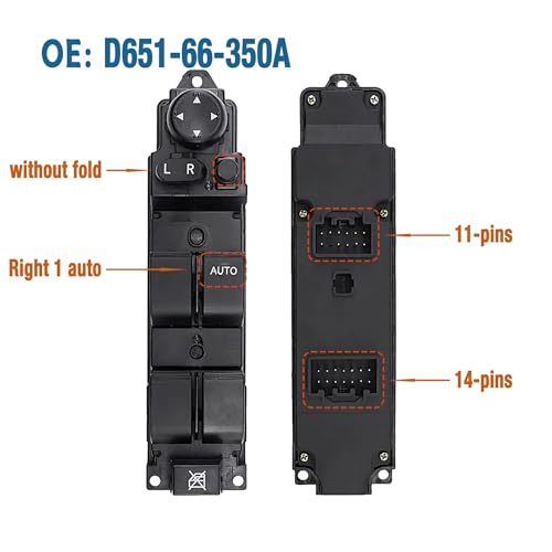Bouton commutation commande D651-66-350A pour lève-vitre Mazda 2 6 RHD 2009