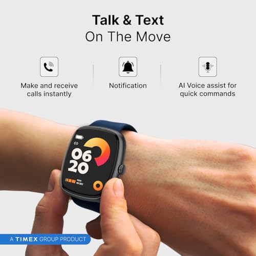 Image of TIMEX iConnect Calling Ace+ 1.83 inch(4.6 cm) 3D UI Display with Functional Crown and BT Calling Smartwatch for Unisex - TWIXW1503T