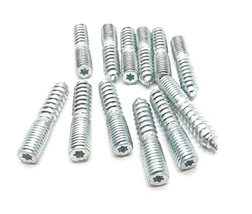 Image of Hanger Bolt M10x50 Silvery Double Headed Bolt Self-Tapping Screw for Furniture 12Pcs