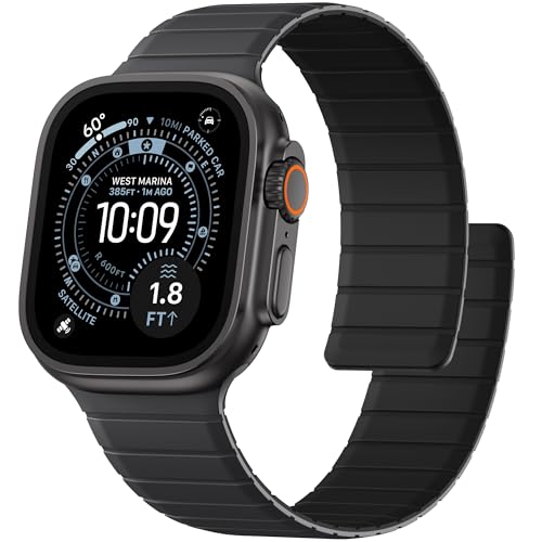 SNBLK Magnetic Band Compatible with Apple Watch Bands for Men 44mm 45mm 46mm 49mm 42mm 41mm 40mm 38mm Women, Secure Silicone Sport Loop Magnet Strap for iWatch Ultra 3 2 1 SE Series 11 10 9