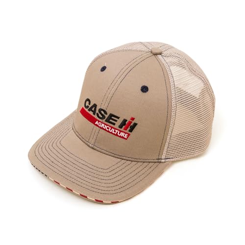 Case IH Agriculture Mens American Flag Adjustable Mesh Back Sandwich Hat Khaki