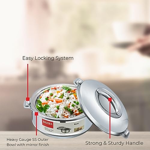Image of BALTRA Royal Casserole Stainless Steel Hot Case /Box /chapati Stainless Steel Roti Case 5000ml