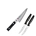 Produktbild Kasumi Kochmesser 14 cm Masterpiece Damast MP03 plus 2 x SCHARFsinnig Pizza- und Steakmesser ultra-sägescharf