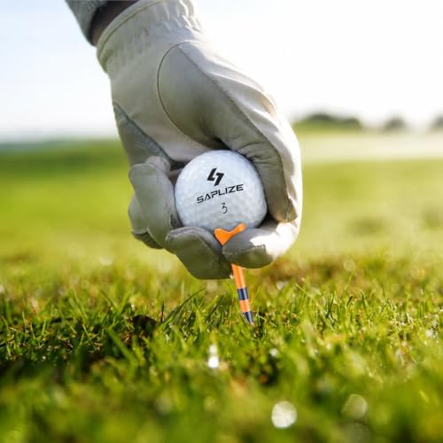 SAPLIZE Professional 100 Pack Golf Tees, Low Friction & Resistance, 4 Prong Plastic Golf Tees 2-3/4", Orange - 5