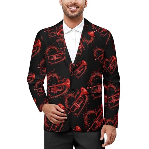 Trumpet Lover Men's Suit Jacket 2 Button Lapel Blazers Business Coat Tuxedo for Wedding Dinner