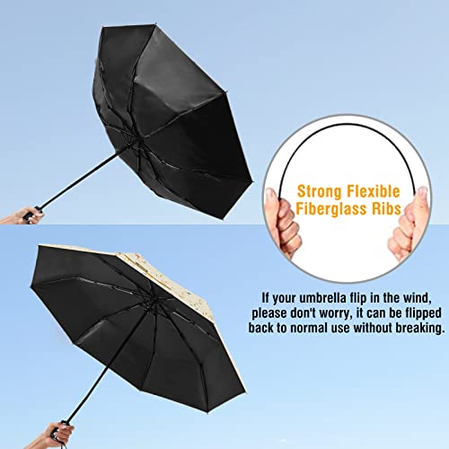 G4Free Upf 50+ Uv Protection Large Travel Umbrella 46 Inch Auto Open Close Windproof Compact Sun Blocking Umbrella With Flower Pattern (Flower) #TOP4