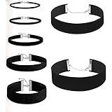 Auwiyd 7 PCS Fashion Women Soft Black Necklace Girls Punk Gothic Exquisite Velvet Choker Necklace Simple Ribbon Neck Jewelry for Teenagers Korean Styles