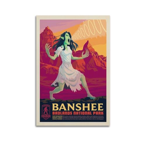 SUNAHUA Vintage Posters Badlands Banshee Poster Decorative Painting Canvas Wall Posters And Art Picture Print Modern Family Bedroom Decor Posters 16x24inch(40x60cm)