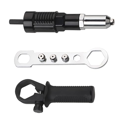 GAOLAOSY Pop Rivet Gun Adapter Kit Cordless Electric Power Drill Rivets Attachment with 4 Rivet Heads 2.4mm 3.2mm 4.0mm & 4.8mm Riveter Insert Nut Tool for Pop Riveting Work