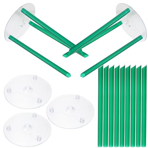 Garneck Cake Tier Kit 5pcs Clear Plastic Cake Separator Plates with 15pcs Green Cake Dowel Rods for Tiered Cake Construction
