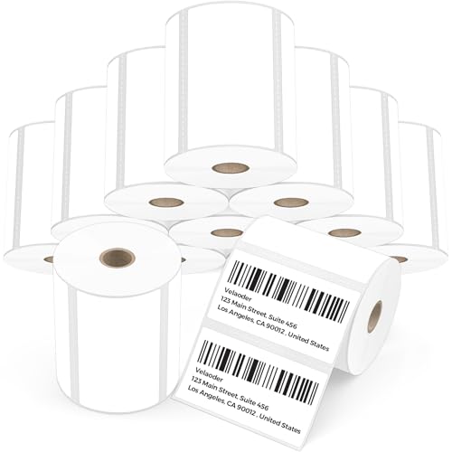 4x2 Direct Thermal Shipping Labels - 12 Rolls 750 Label/Roll White Perforated Barcode Labels, 9000 Multipurpose Thermal Label Compatible with Zebra, Rollo, MUNBYN by Generic - Used condition - US$42.12