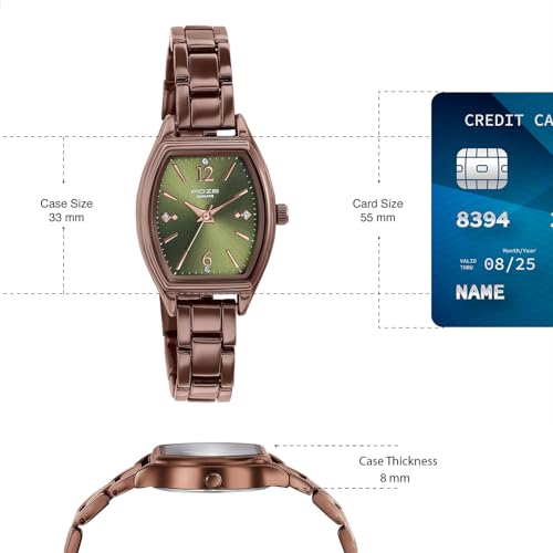 Image of Sonata Poze 8 Quartz Analog with Green Dial IP Brown Stainless Steel Strap Watch for Women - SP80166QM01W