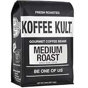 Koffee Kult Medium Roast Whole Bean Coffee- 32oz, Premium Arabica Beans, Balanced Cup Profile, Drum Roasting, Espresso Machine Compatible 18 41S08syiXmL. SS300