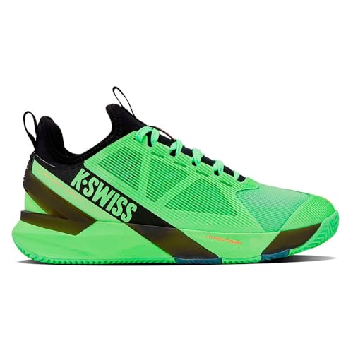 Image of K-Swiss Mens K-Frame Speed Rublo Clay Tennis Shoe, Soft Neon Green Black Neon Lava, 9 UK