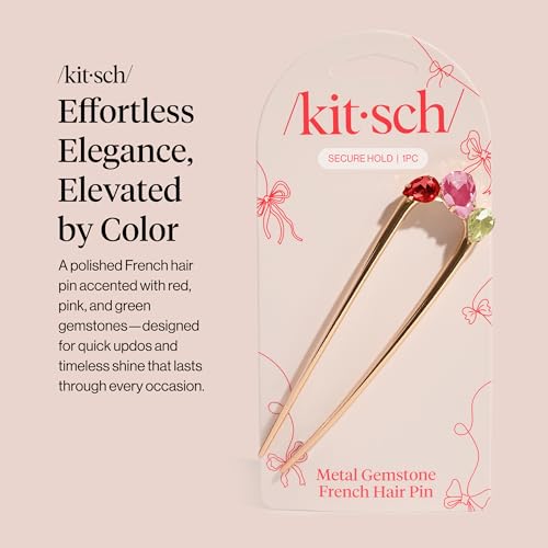 Kitsch Gemstone French Hair Pin for Women - Gold Hair Accessories, 1pc - image 2