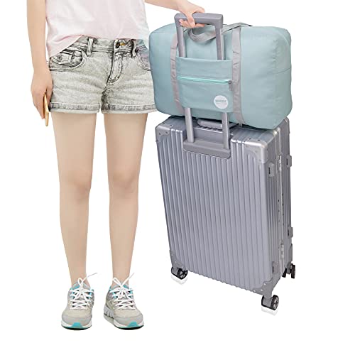 Wandf Foldable Travel Duffel Bag Luggage Sports Gym Water Resistant Nylon (Mint Green)