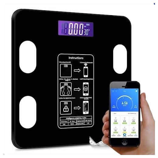 Balança Digital Corporal Bioimpedância Vidro 180 Kg Bluetooth