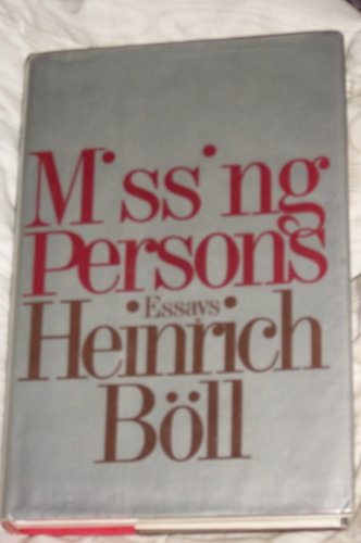 Missing persons and other essays 0070064245 Book Cover
