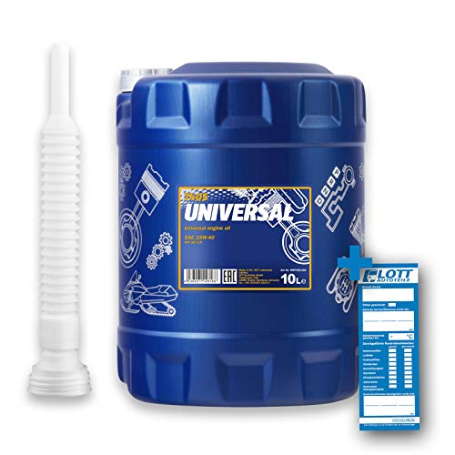 10L Mannol Motoröl Universal 15W-40 15W40 hochwertiges Motorenöl API SG/CD + Auslaufschlauch