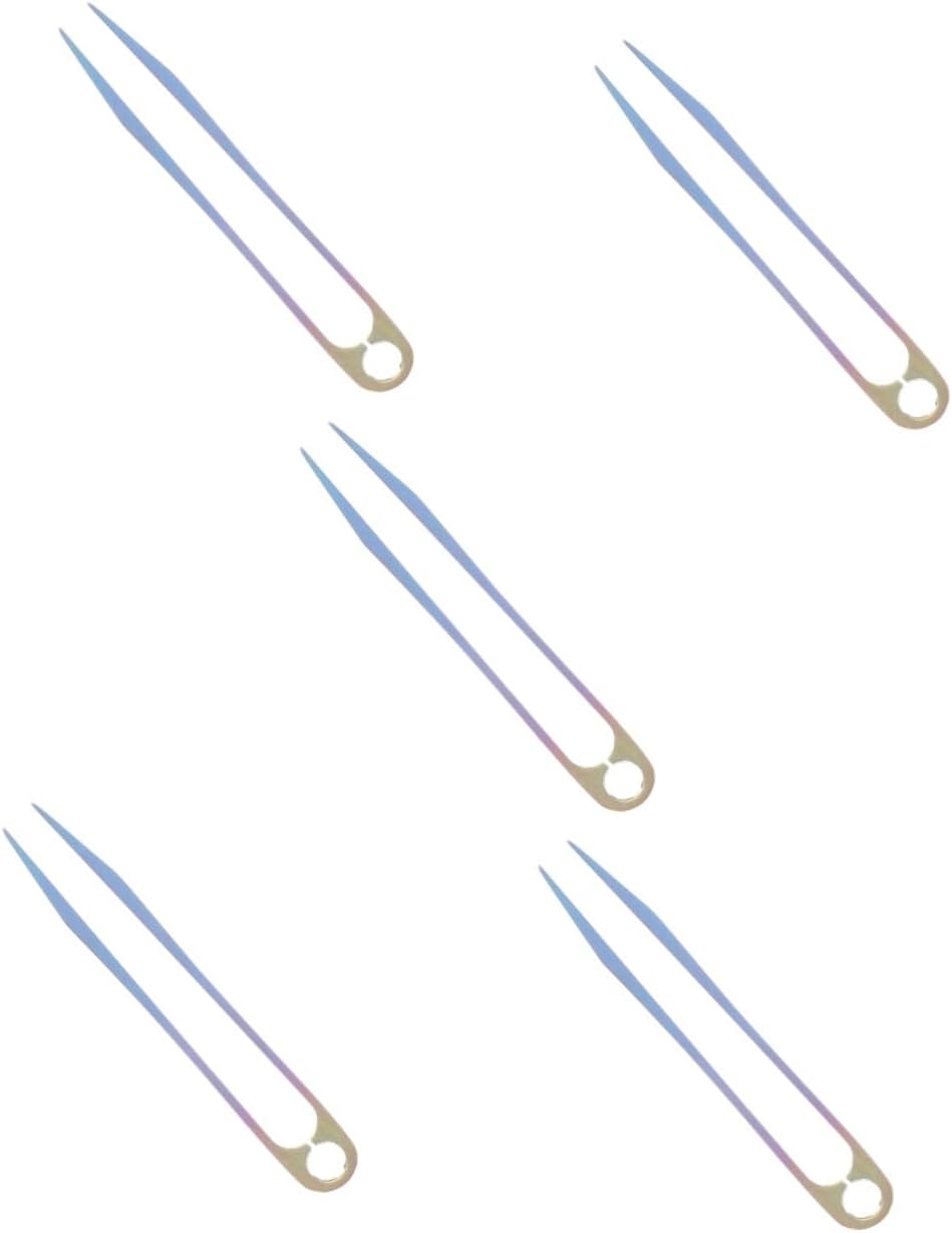 jojofuny 5pcs Titanium Alloy Mini Tweezers for Outdoor Activities Lightweight Non-magnetic Keychain Tool for Camping Travel and Eyebrow Trimming Accessory