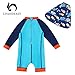 upandfast Baby Boy Swimsuit UPF 50 One Piece Infant Boy Bathing Suit with Sun Hat(Blue,6-9 Months)