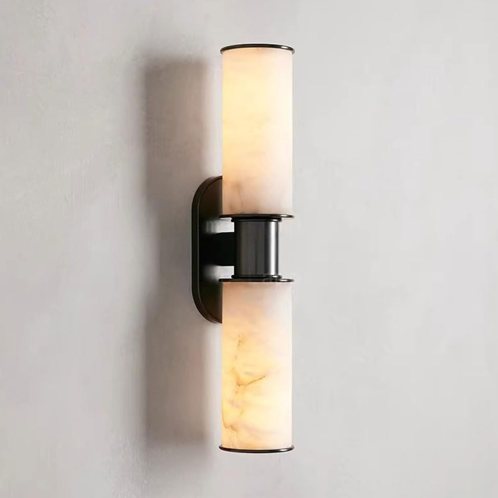 Ssbhdm Multicolor 19.7In Natural Alabaster Wall Lamp, Nordic Industrial Style E14 Light Source Wall Light, Hard Wiring Connection Wall Sconce, Living Room Dressing Table Corridor Decorative Light Fixtures
