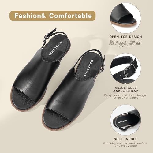 Wide Foot Heels for Women,Low Chunky Heel Sandals,Open Toe Ankle Strap Shoes,Comfortable Dress Heels4