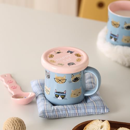 Taza de cerámica para café con tapa y cuchara 450 ml miniatura 4