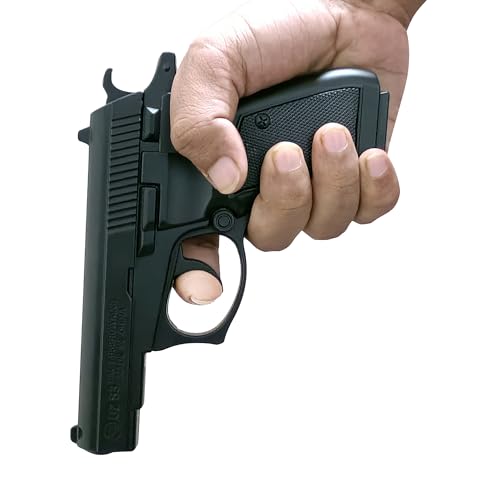 Image of Z83 Lighter with Barrel Half Pull Back Heavy Metal Made Black Color Gun Shape Gas Lighter with PU Holster | Dummy Gun Jet Flame Butane Refillable Lighter
