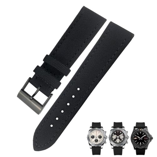 Bracelet montre nylon 22mm noir gris, le style casual chic idéal pour votre Navitimer World
