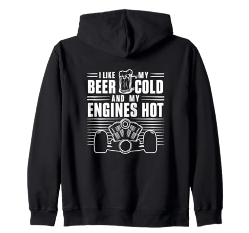 Motores fríos de Cerveza Hot Biker Motocicleta Gearhead Hot Rod Sudadera con Capucha
