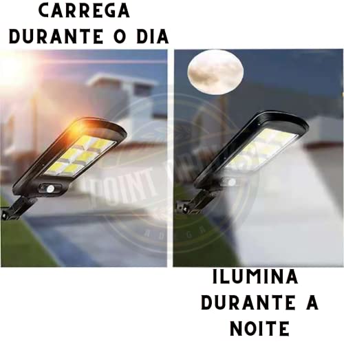 Luminária Solar Refletor Poste Super Potente 72 LEDS Sensor de Presença 3 Modos de Iluminação Contro
