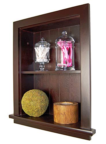 Image of 14x18 Aiden Recessed Wall Niche Medicine Cabinet Replacement, in The Wall Bathroom Cabinet Insert Shelf /Shelves, Made in North America, Real Wood, NO MDF, Beadboard, Dark Brown