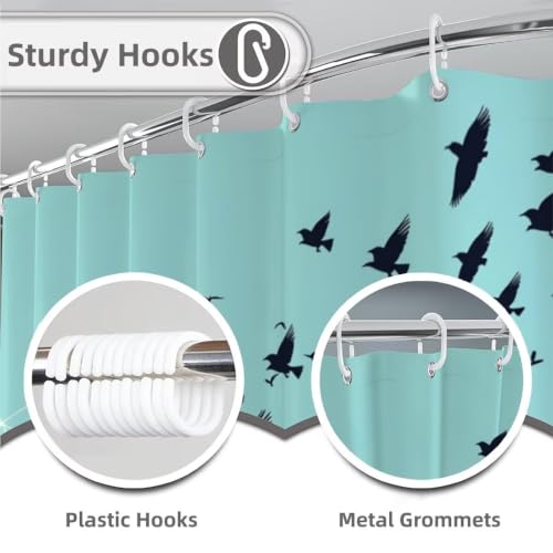 Rideau de douche 240x200 sarcelle en tissu polyester imperméable