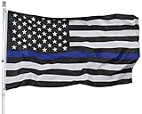 Homissor Thin Blue Line American Flag - 3x5 Blue Stripe American Matter Police Flags - USA Honoring Law Enforcement Officers Banner Flags Outdoor Indoor