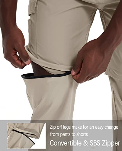 Niodgonia Mens Hiking Convertible Pants Waterproof Lightweight Quick Dry Zip Off Fishing Travel Safari Outdoor Cargo Work Trekking Trousers Light Khaki 34 thumb #2